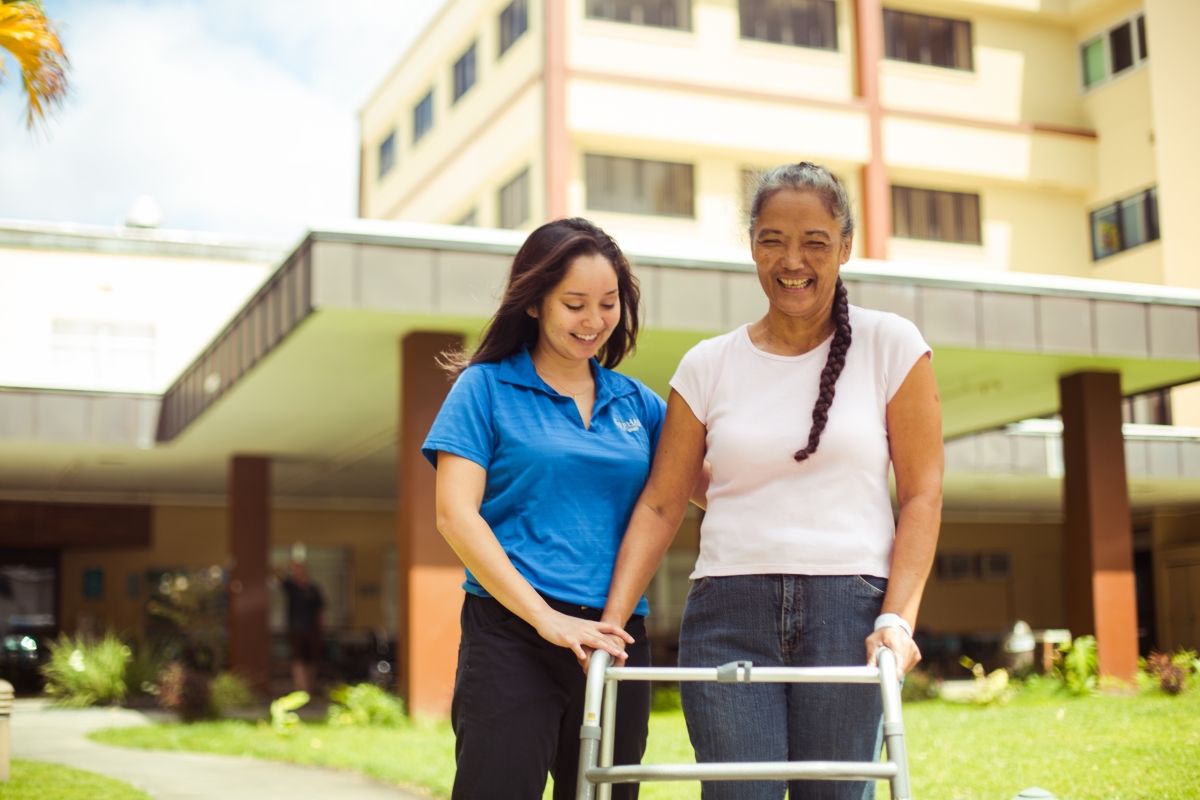 Using a walker at REHAB Hospital 